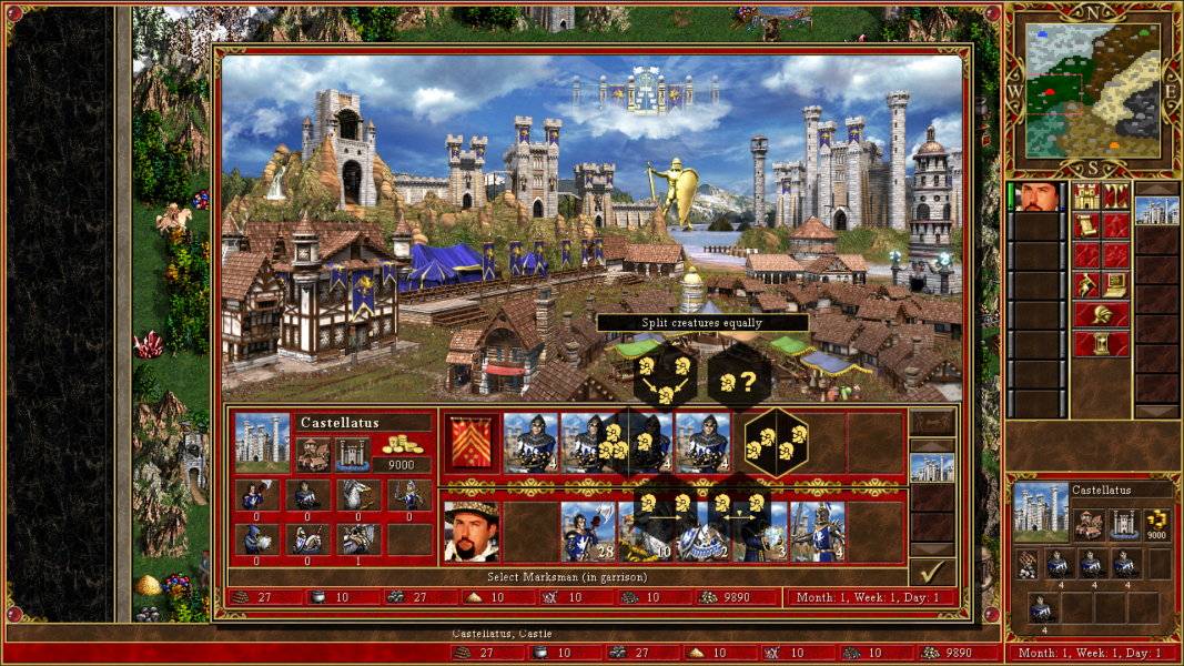 Vanilla town view with radial menu for touchscreen devices