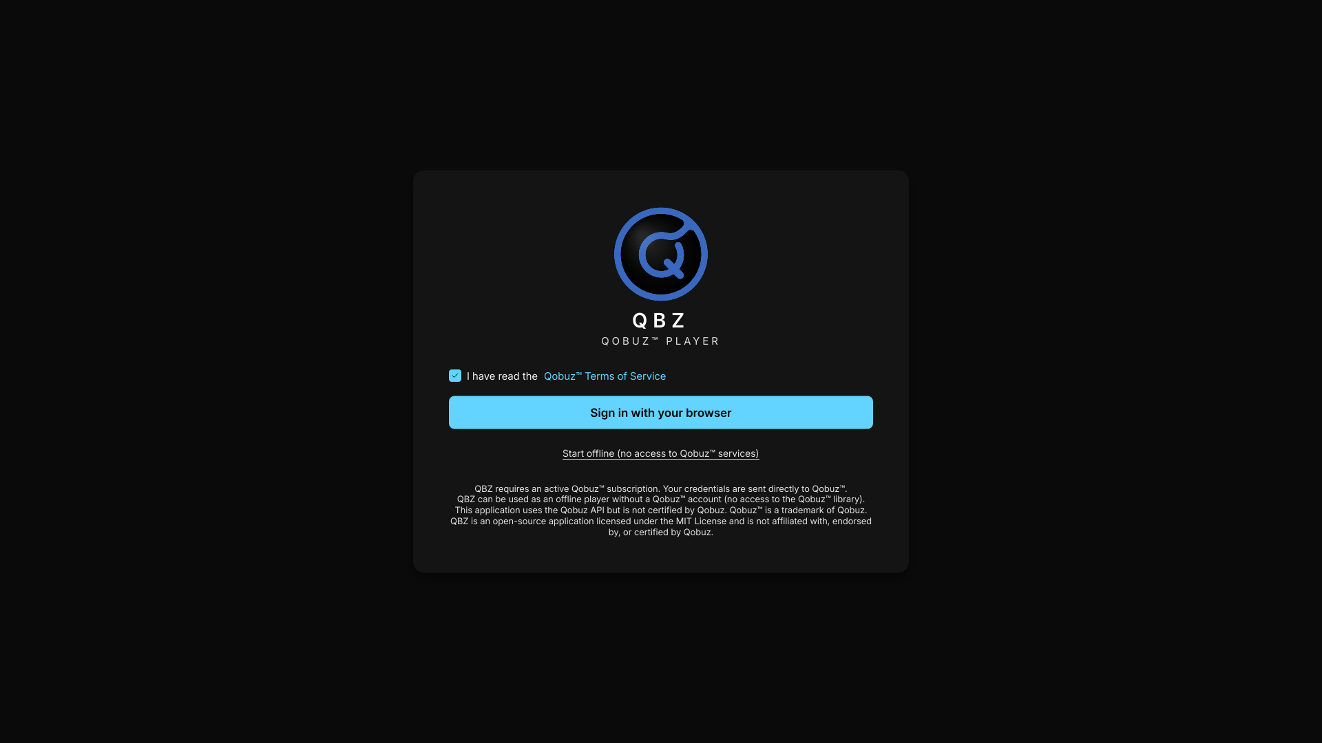 QBZ login screen