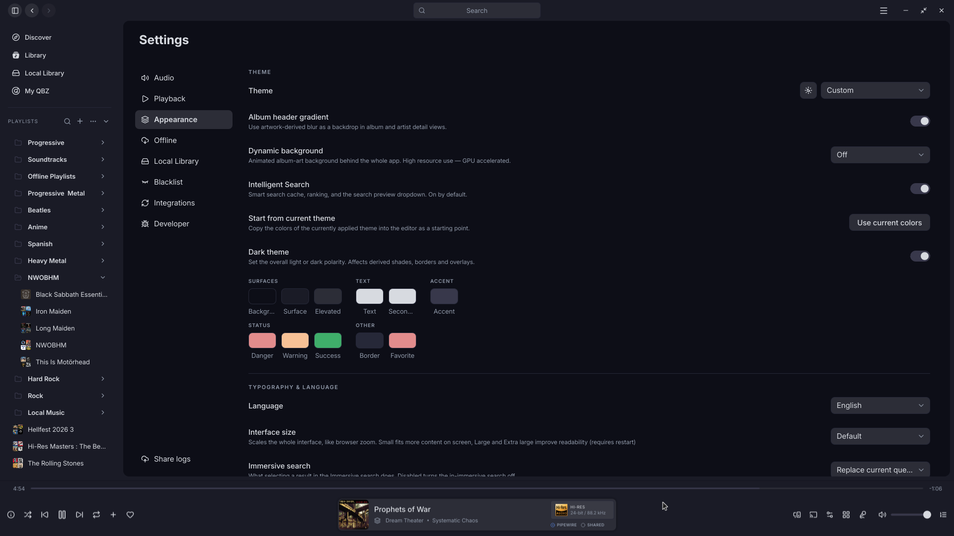 Custom theme editor