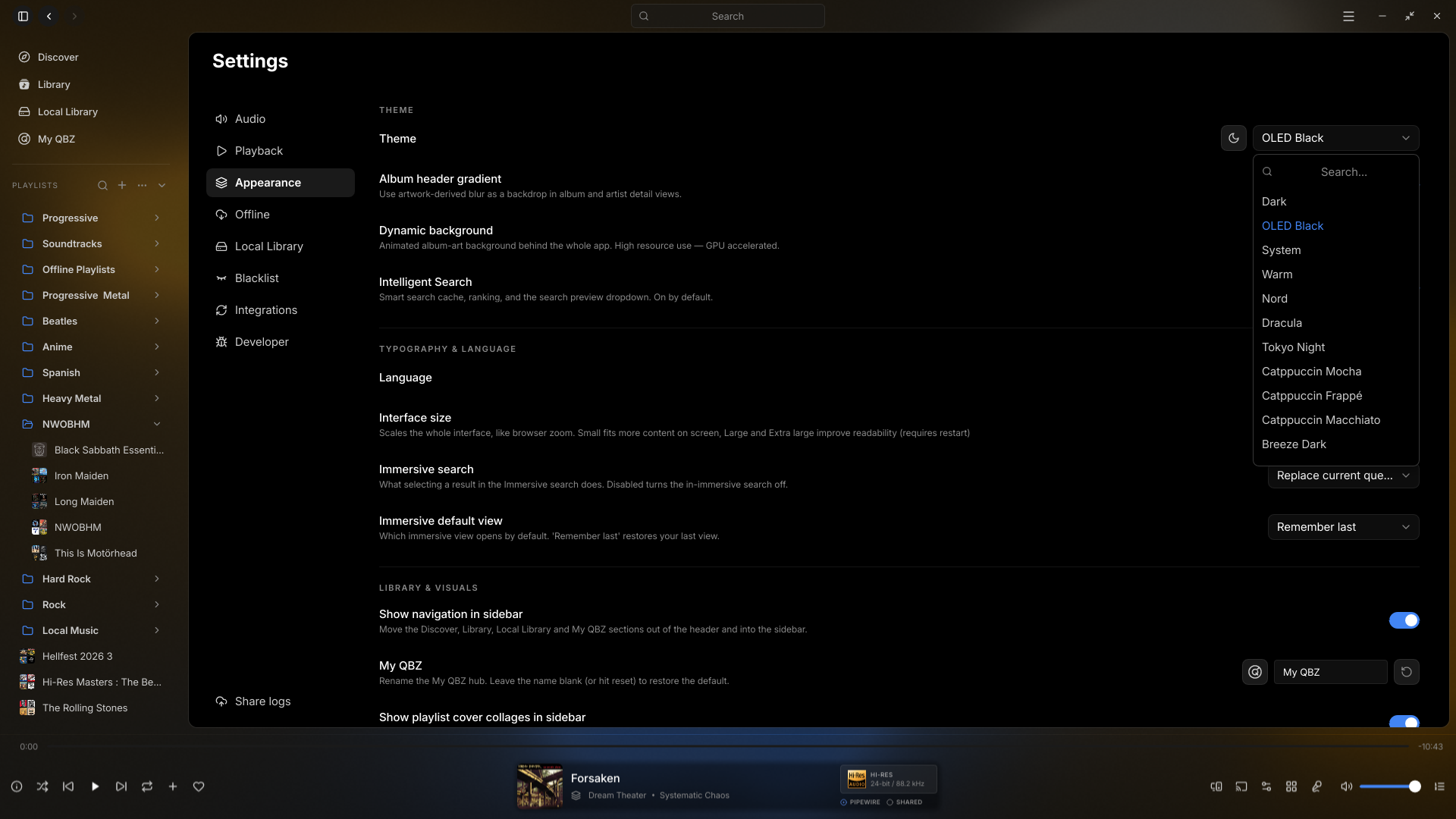 Searchable theme picker