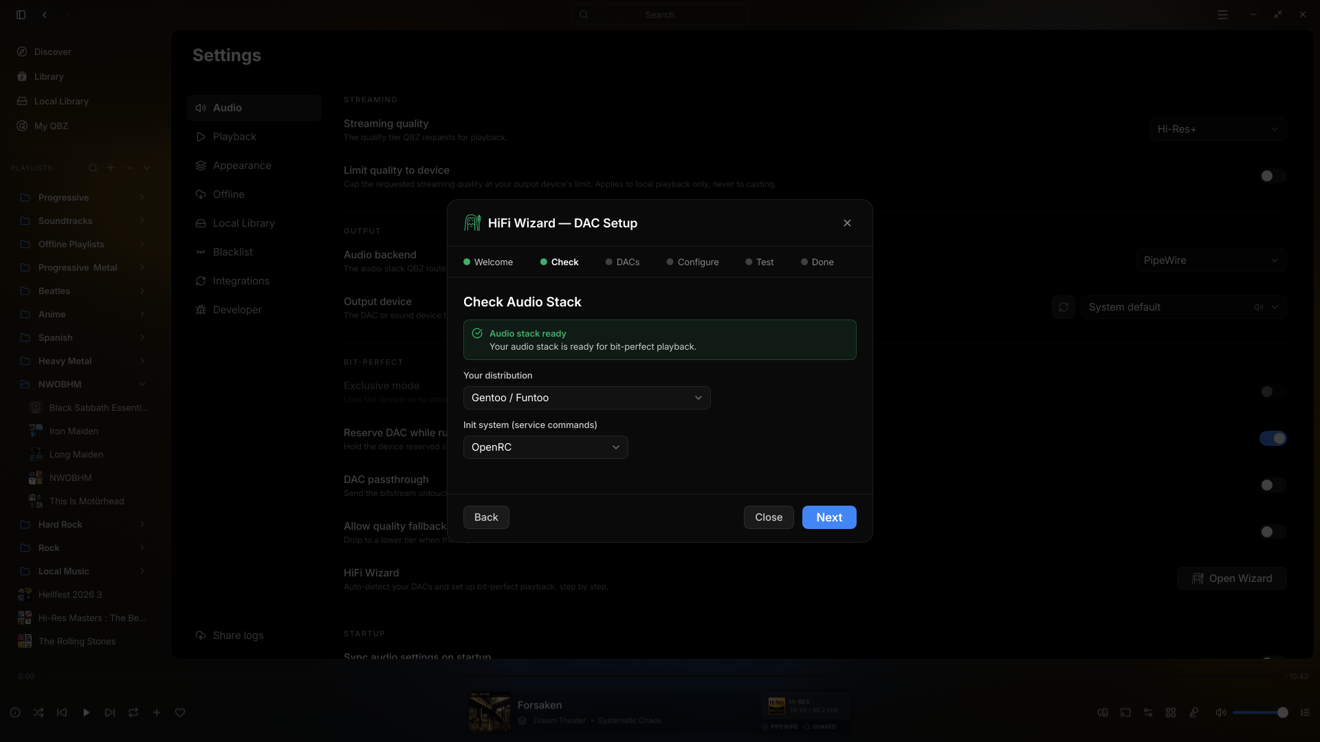 HiFi Wizard, Check Audio Stack