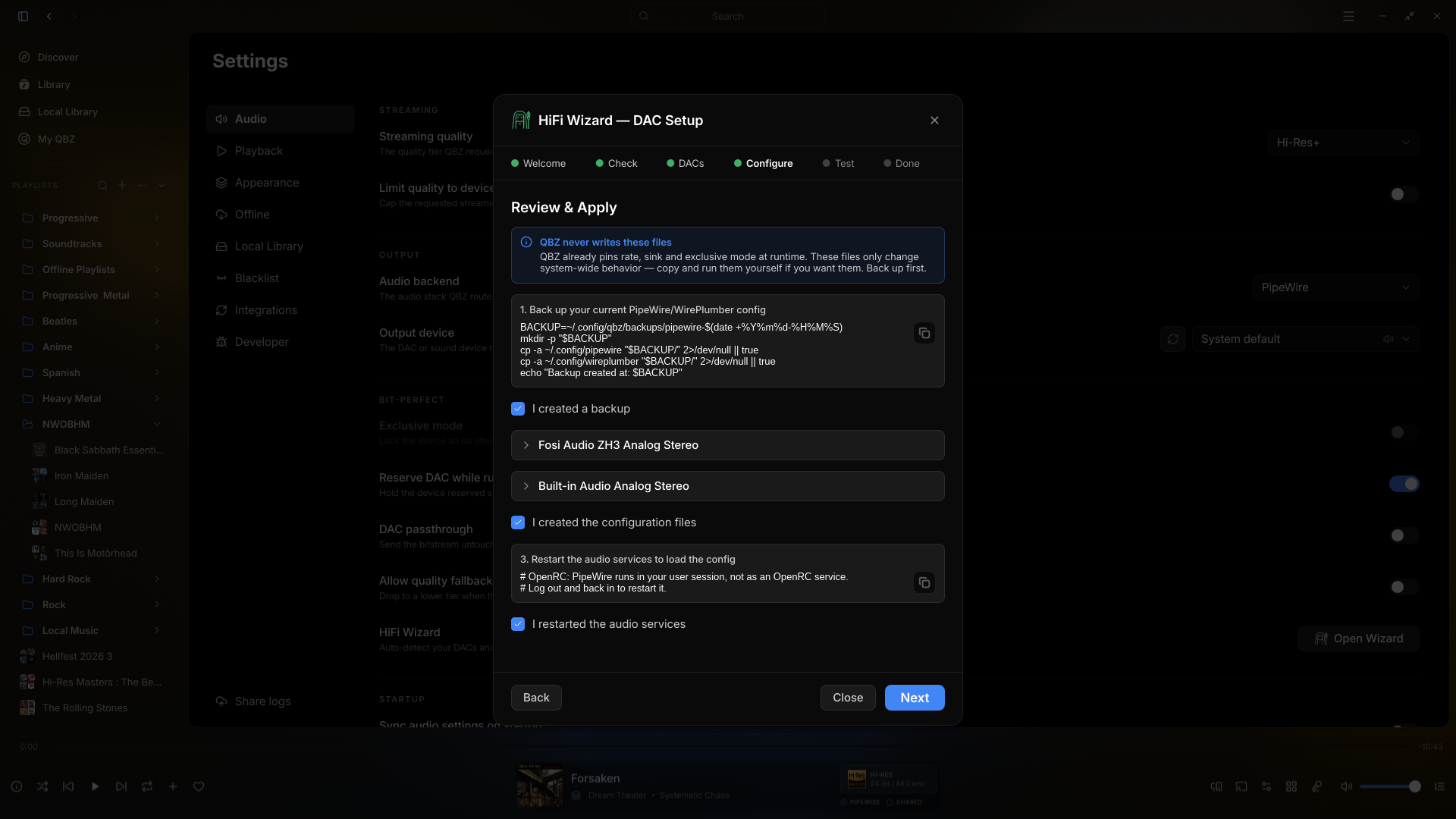 HiFi Wizard, Review and Apply