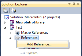 Figure 5. Adding references to MacroIntroLibrary