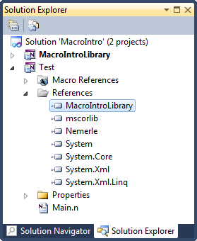 Figure  7. “References” list of the "Test" project after adding a reference to “MacroIntroLibrary”