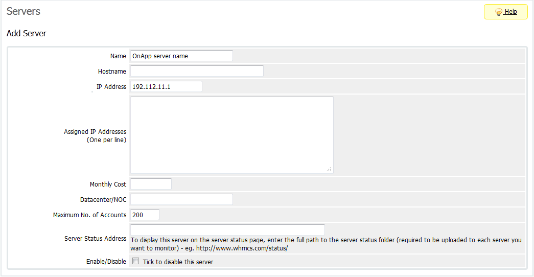 Adding server