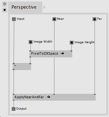 VL patch converting an OpenCV space Projection matrix to a vvvv Projection matrix.