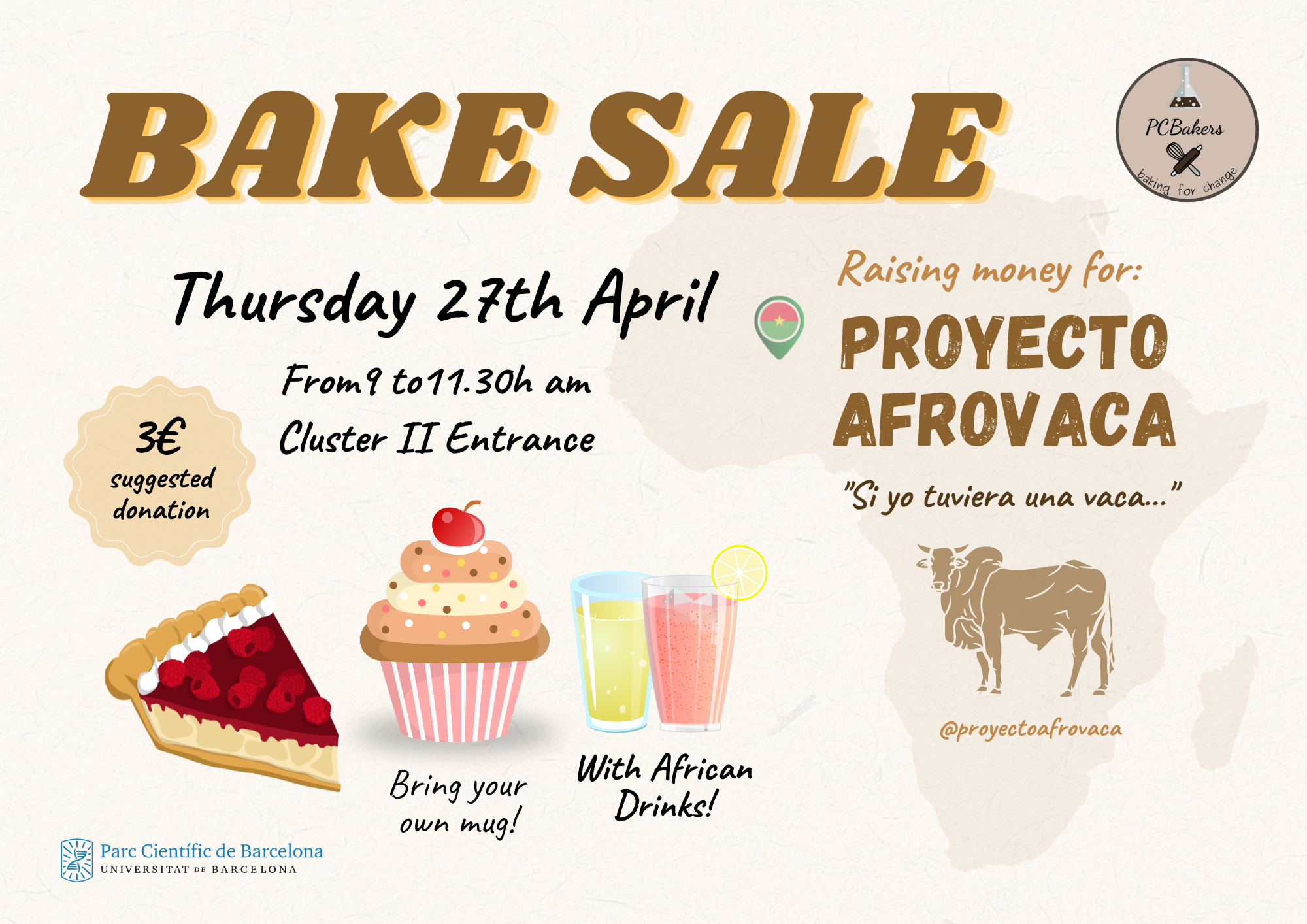 Bake Sale April 27th - Proyecto AfroVaca