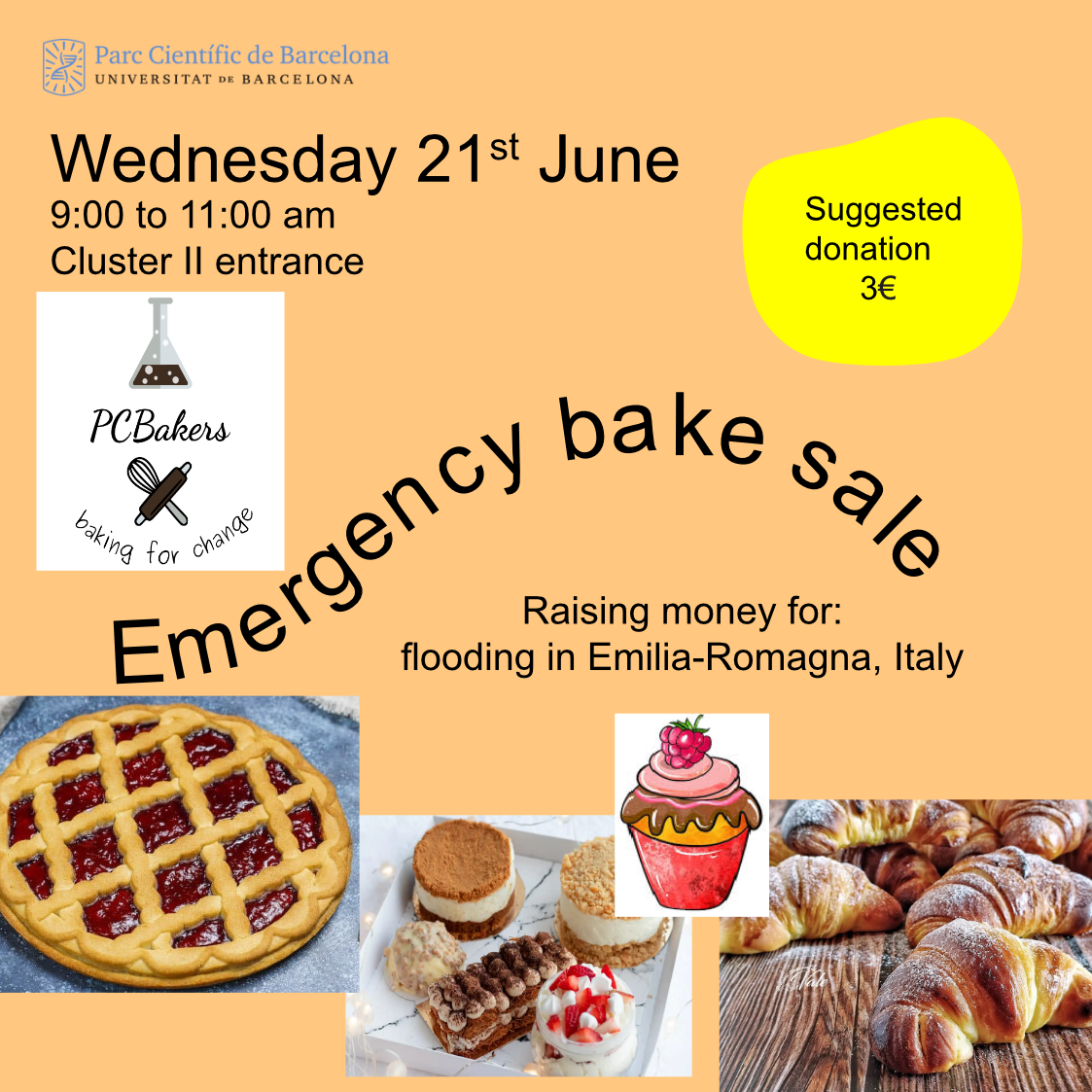Bake Sale June 21st - Flooding in Italy