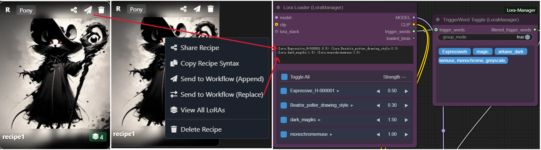 Send recipe to workflow