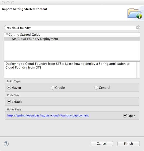 Deploying to Cloud Foundry from STS