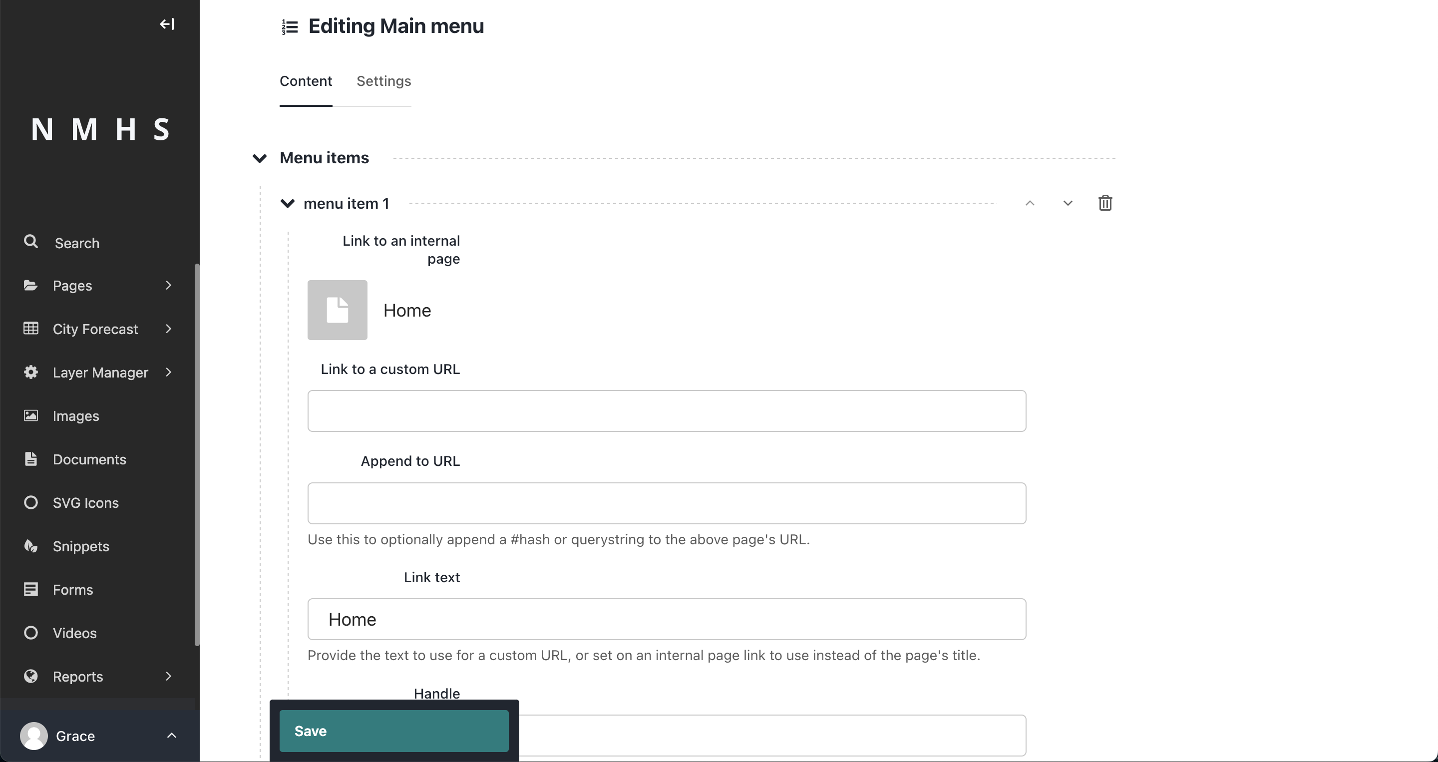 Manage Menu Items