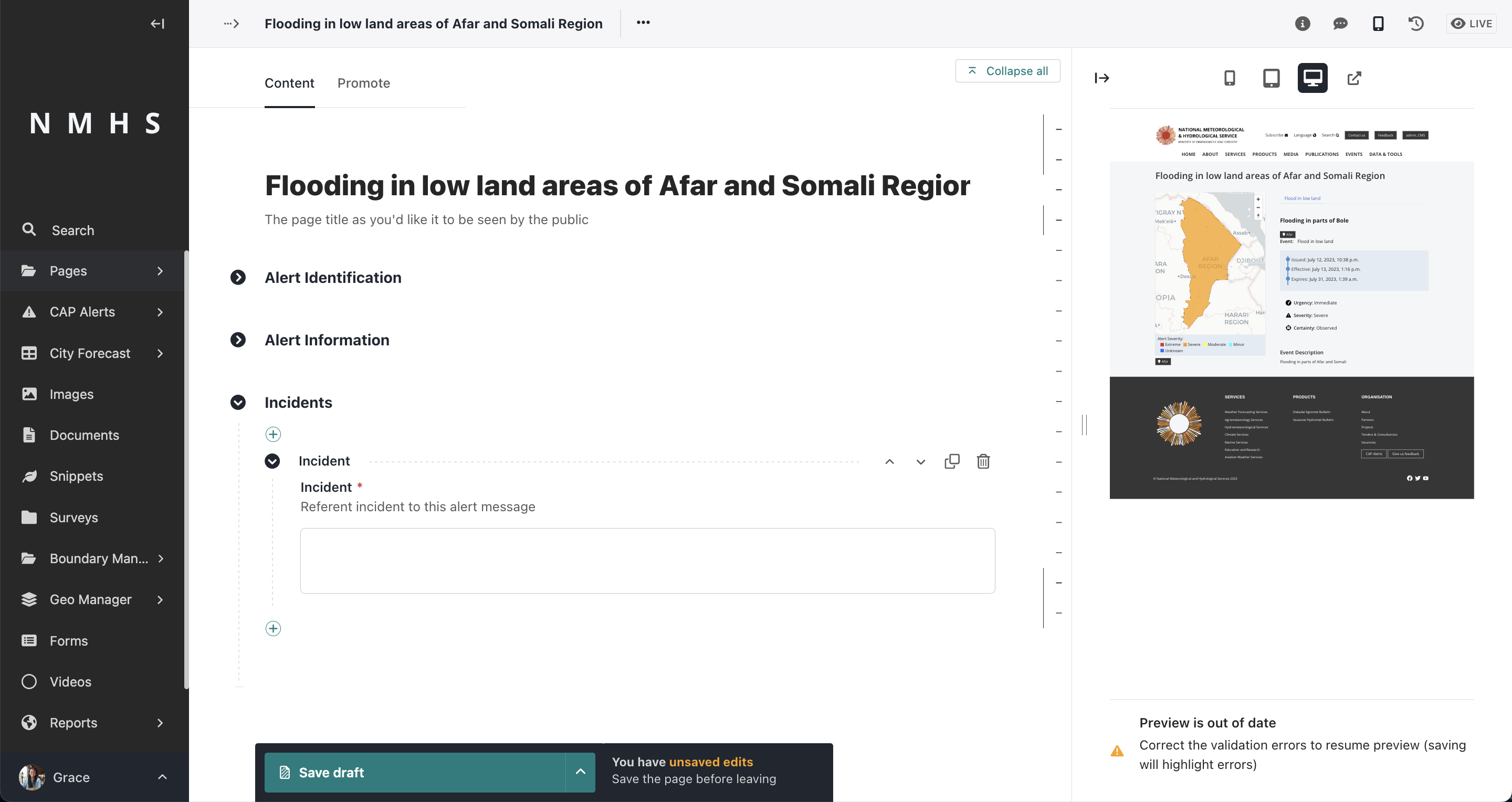 Alert Incidents section Alert Incidents