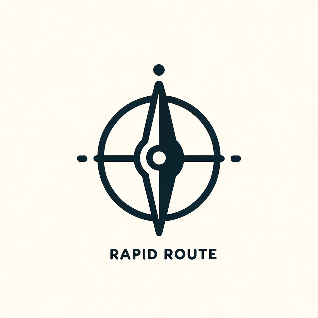 DALL·E 2023-10-21 10.53.46 - Illustration of a minimalist compass needle pointing towards a destination dot. The design is uncomplicated and direct, with the 'Rapid Route' name wr.png