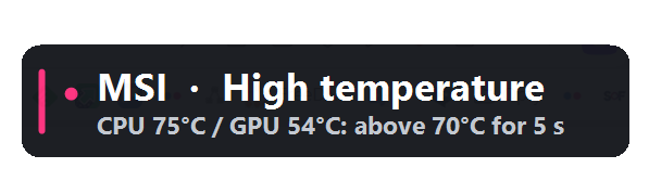 Temperature alert OSD