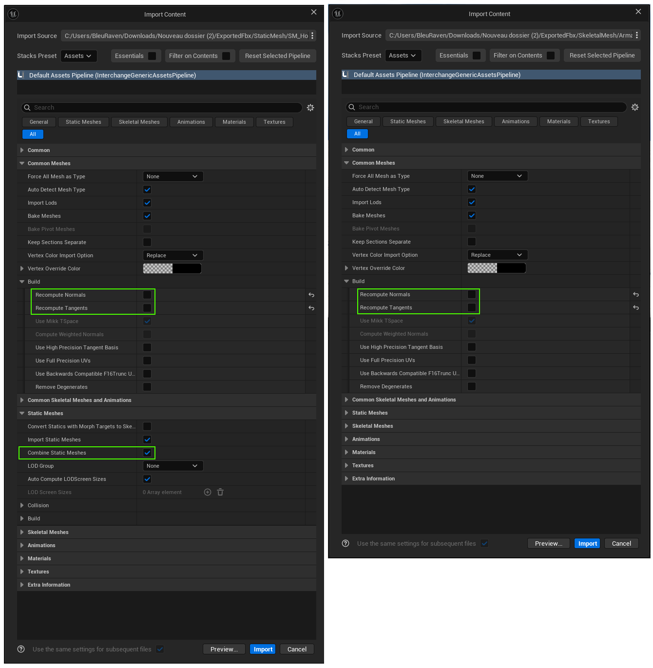 Static and Skeletal Meshs Export