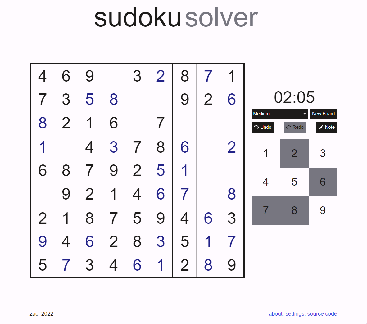 Screenshot of sudoku