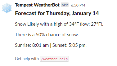 Example "Thursday" forecast