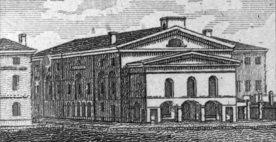 Etching of the Boston Odeon circa 1833