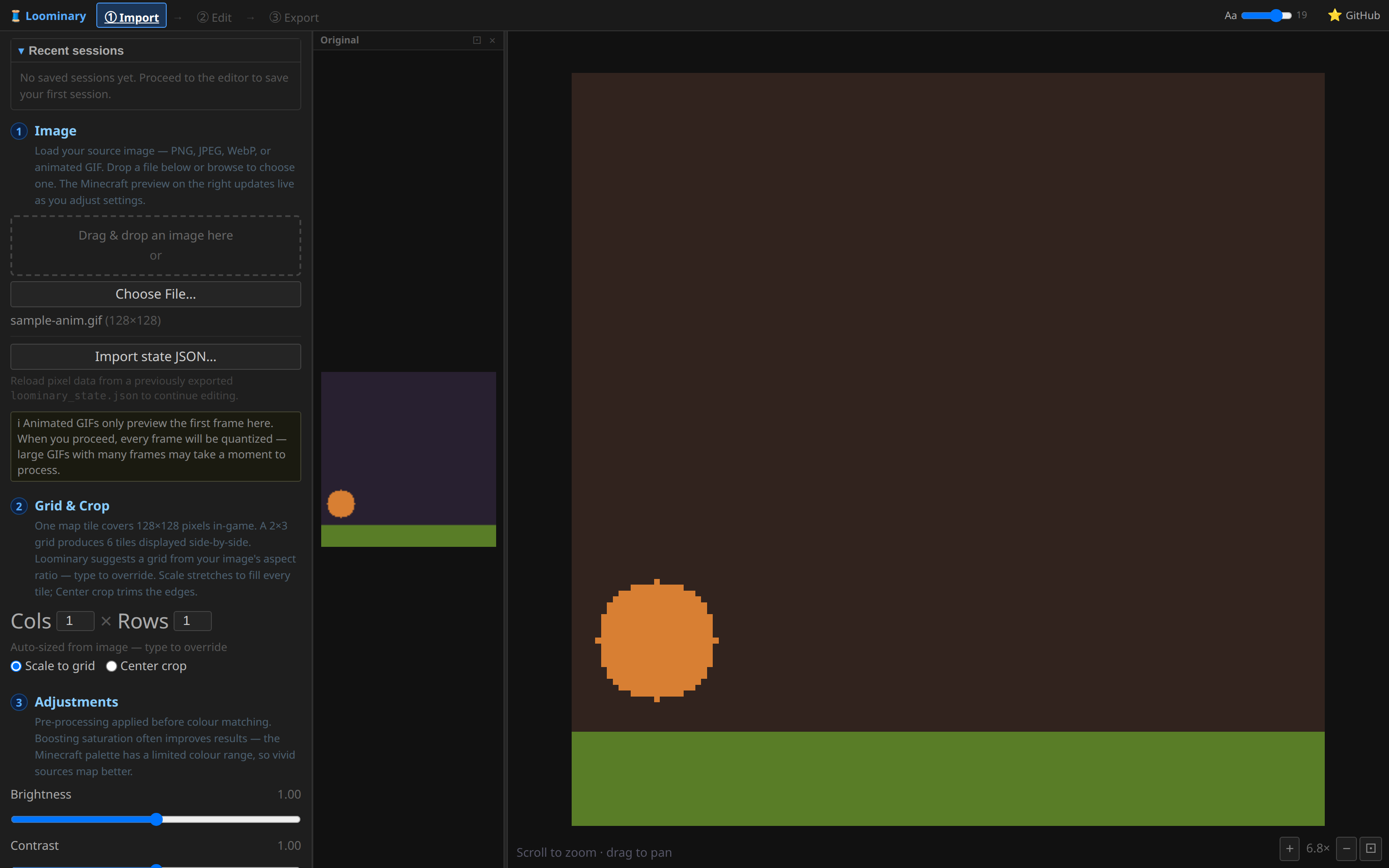 Importing an animated GIF