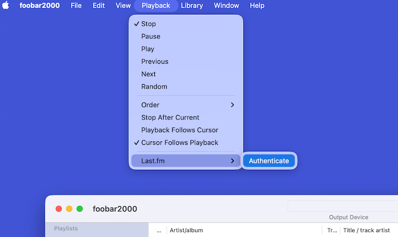 Authentication Menu Entry