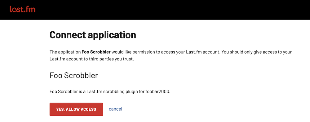 Last.fm Authorization Page
