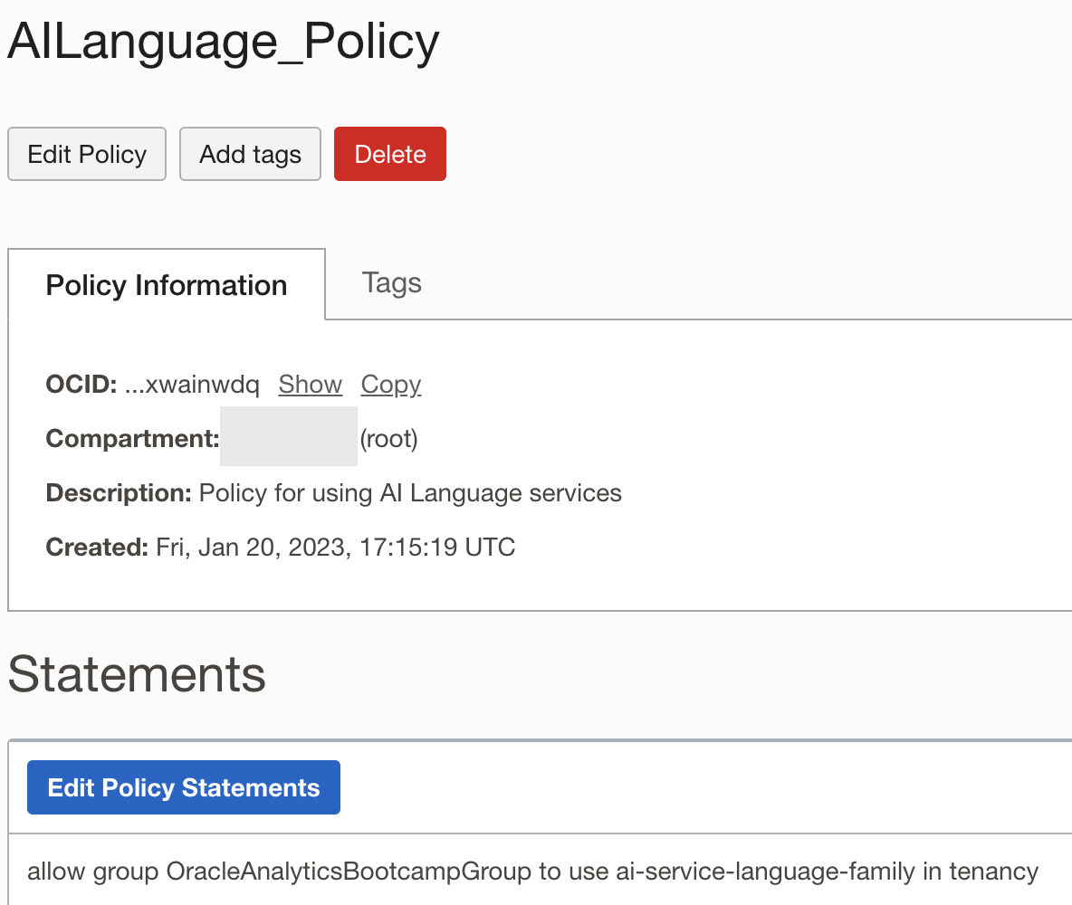 Policy to allow user group to use AI Language Service